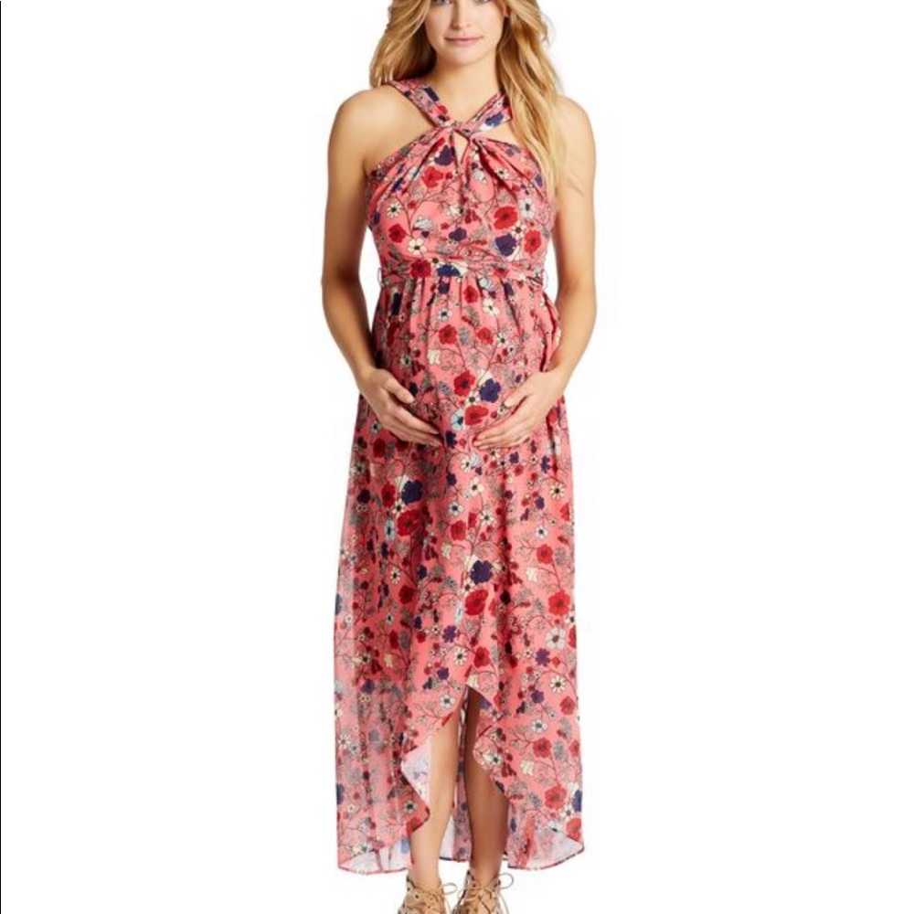 Jessica Simpson Knot Front Maternity Maxi Dress